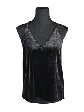 Abercrombie & Fitch Black Velvet Tank Top Small Corporate Goth Whimsigoth Glam